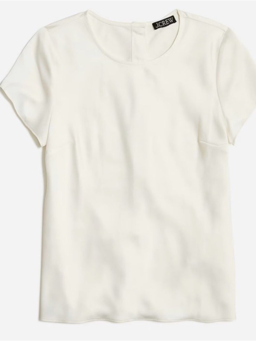 NWT J. Crew Button Back Top Everyday Crepe Short Sleeve Ivory Cream 2023 Size L